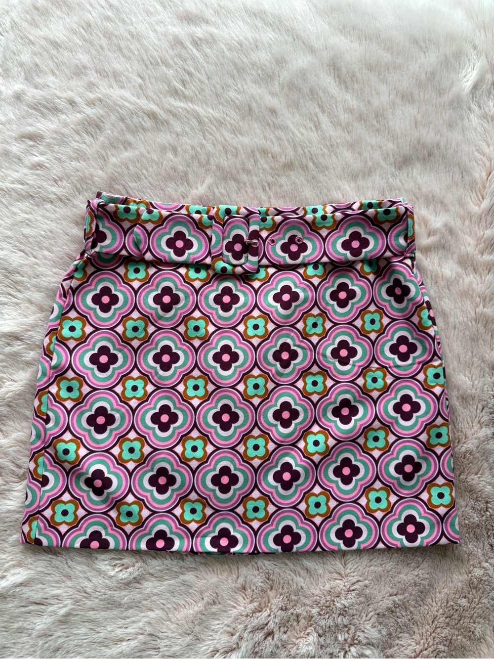 Zara Pink Floral Geometric Mini Skirt